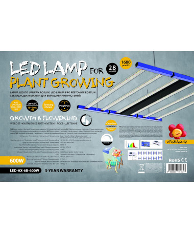 LAMPA LED AX 600W RESIN+, 2,8 µmol/J VF - 3 - Lampy LED do uprawy roślin