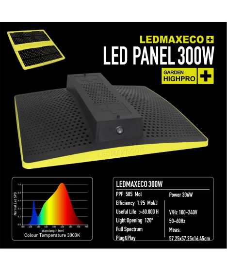 LEDMAX ECO 300W - LED-LAMPE, VOLLES LICHT 3000K, max 100x100cm, SAMSUNG LEDS, FÜR PFLANZENBELEUCHTUNG, GARTEN HIGHPRO - 1