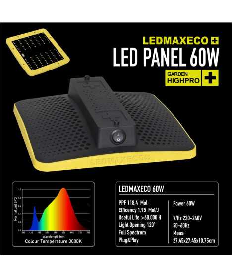 LEDMAX ECO 60W - LED-LAMPE, VOLLES LICHT 3000K, max 60x60cm, SAMSUNG LM282B, FÜR PFLANZENBELEUCHTUNG, GARTEN HIGHPRO - 1