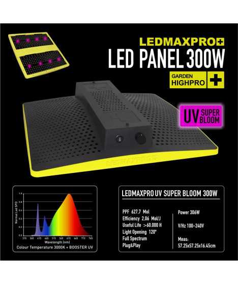 LEDMAX PRO 300W + UV, LED-LAMPE, VOLLES LICHT 3000K, max 100x100cm, - 1