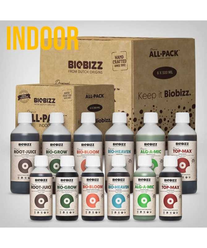 ALL-PACK INDOOR 6x500ml – KOMPLETTES SET NATÜRLICHER DÜNGEMITTEL UND STIMULATOREN, BIOBIZZ