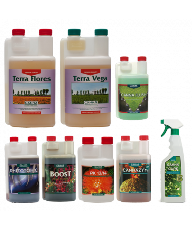 Canna Terra Starter Kit for Growth and Flowering+ Canna Cure + Canna Flush for soil