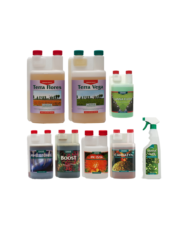 Canna Terra Starter Kit for Growth and Flowering+ Canna Cure + Canna Flush for soil