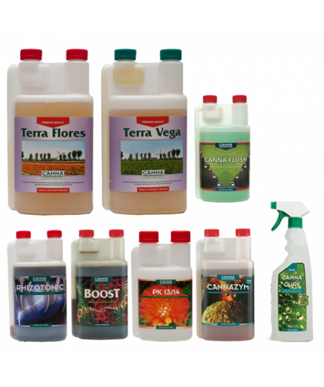 Canna Terra Starter Kit for Growth and Flowering+ Canna Cure + Canna Flush for soil