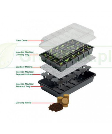 GARLAND SELBSTBESTEIGENDES GLASZIMMER/PROPAGATOR, 12 SÄEN, 1.2L TANK, 37.5x13.5xh16cm