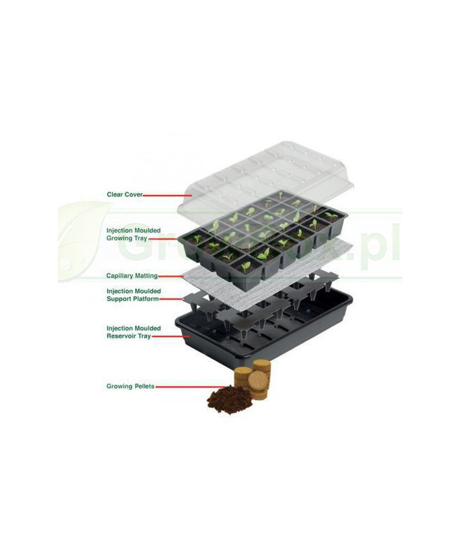 GARLAND SELBSTBESTEIGENDES GLASZIMMER/PROPAGATOR, 12 SÄEN, 1.2L TANK, 37.5x13.5xh16cm