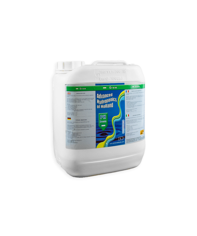 PH DOWN GROW 5L REGULÁTOR SNIŽUJÍCÍ PH BĚHEM RŮSTU - ADVANCED HYDROPONICS OF HOLLAND