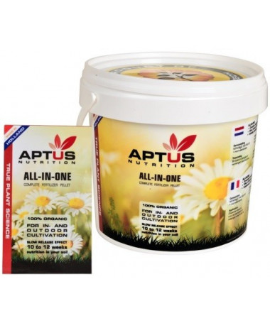 APTUS ALL-IN-ONE PELET 100GR - 2 - Kurzzeitige Kultivierung 3 MonateinsTorfins Die empfohlene Menge beträgt 50-100 g pro Pflanze