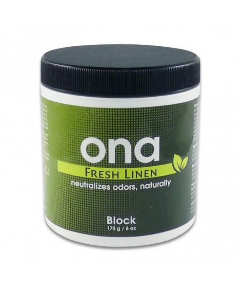 Ona Block Fresh Linen 170g - 1 - Ona usuwa nieprzyjemne zapachy z papieroswów i cygar, spalenizny, przykre zapachy z toalet, cuc