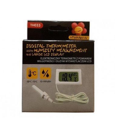 TERMOHIGROMETER (beide Funktionen auf Sensor mit Kabel), -50/+70oC, 10%-99%RH, 47x28x15mm