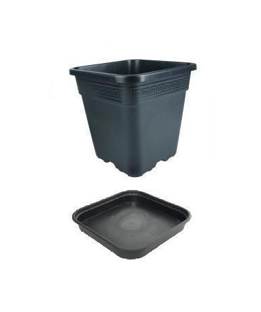 Doniczka plastikowa kwadratowa 11l + podstawka - 1