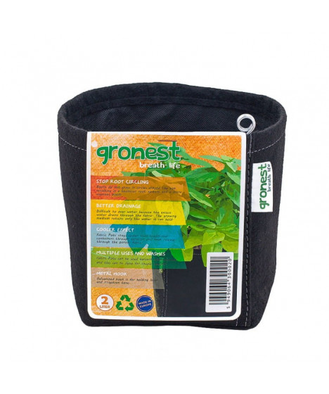 GRONEST 8L - ODDYCHAJĄCA, DWUWARSTWOWA, KWADRATOWA DONICZKA MATERIAŁOWA 19x19xh21cm, Z UCHWYTAMI - 1