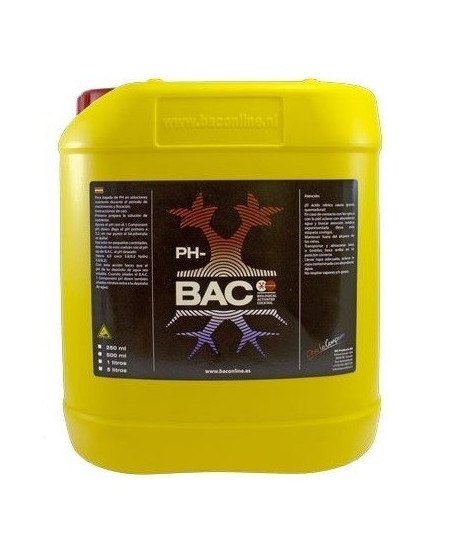 BAC pH Down (Minus) 5l - 1 - Dzięki użyciu preparatu pH- możliwe jest obniżenie oraz ustabilizowanie wartości pH w wodzie.