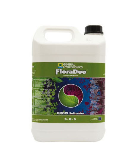 -60% GHE Flora DUO Grow woda miękka 5l - 1 - nawóz z serii DUO (DuoGro, DuoBloom) przeznaczony na fazę wzrostu, do wody miękkie