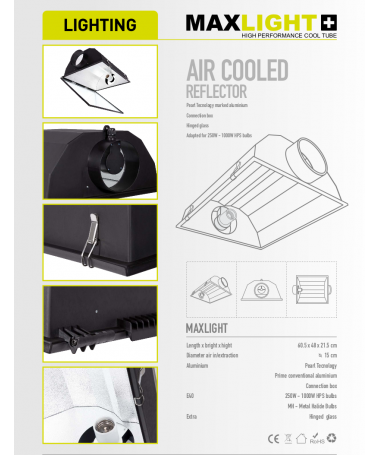 REFLECTOR, VENTILATED REFLECTOR - MAXLIGHT, 60.5x48xh21.5cm, CONNECTION fi-150mm, REFLECTIBILITY 97%, Pearl Technology