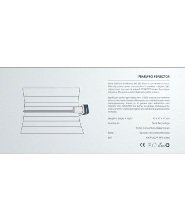 ODBŁYŚNIK ALUMINIOWY GARDEN HIGHPRO PEARLPRO 97% / 47x47x11CM - 3 - Wysokiej jakości odbłyśnik/reflektor aluminiowy Garden HighP