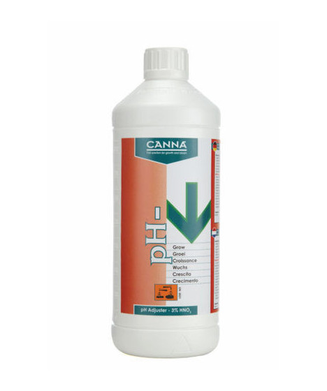 CANNA PH MINUS GROW 3% 1L - 1 - CANNA-pH MINUS BLOOM obniża poziom pH w roztworze odżywczym dla rolin w FAZIE KWITNIENIA.